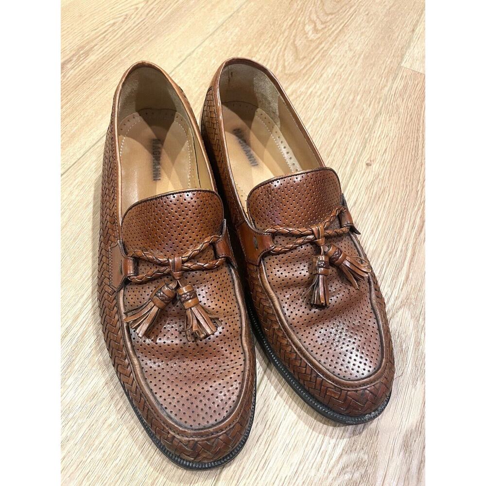 MAGNANNI MENS SHOES leather TASSLE LOAFER 8.5 M COGNAC BROWN BEAUTIFUL #11545